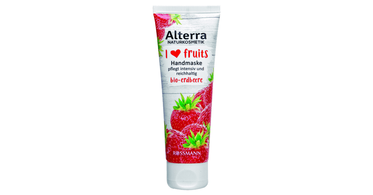 Alterra i ♥ fruits Handcreme Bio-Mango, Handmaske Bio-Erdbeere, Handpeeling Bio-Apfel & Hand- und Nagelcreme Bio-Himbeere