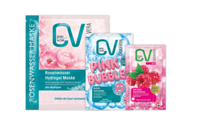 Cadea Vera Rosenwasser Hydrogel Maske, Pink Bubble Tuchmaske & Pink Glitter Peel Off Maske