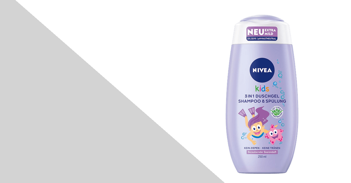 NIVEA 3in1 Kids Duschgel, Shampoo, Spülung Beerenduft